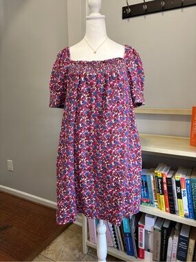 J. Crew Afternoon Linen Dress in Berry Floral